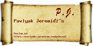 Pavlyak Jeremiás névjegykártya